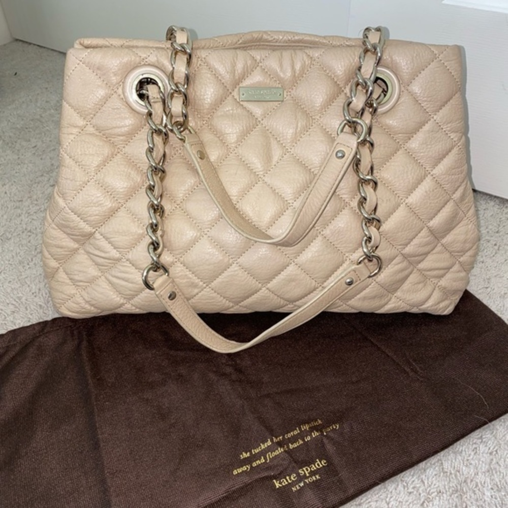 Kate Spade New York Cream Purse Handbag with Dust Cover 🐝 - Picture 2 of 13